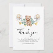 Eucalyptus en Beer Rustisch Beer Baby shower Bedankkaart (Voorkant)