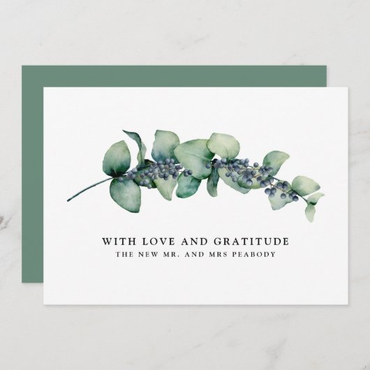 Eucalyptus en Berry Botanische bruiloft Dank u Bedankkaart (Voorkant / Achterkant)