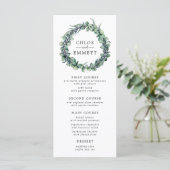 Eucalyptus en Berry krans Botanische bruiloft Menu (Staand voorkant)