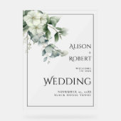 Eucalyptus en bloemen doorschijnende bruiloft WELK Acryl Bord (Voorkant)