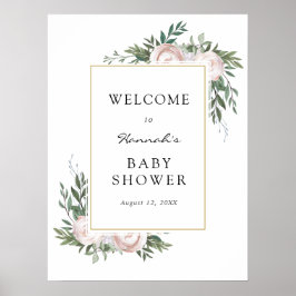 Eucalyptus en bloemenkleuren Welkomstbord voor bab Poster