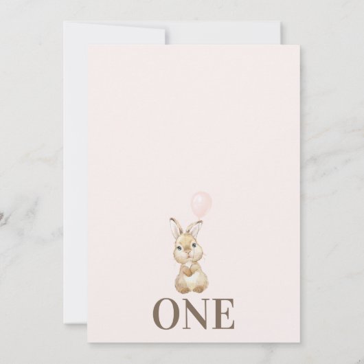 Eucalyptus en Bloemroze Enkele Bunny Verjaardag Kaart (Achterkant)