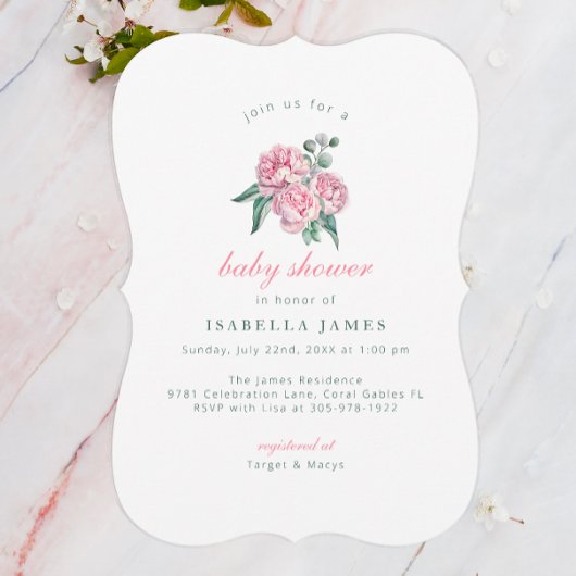 Eucalyptus en Blush Bloemen Waterverf Baby Kaart