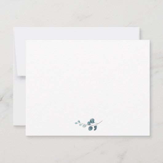 Eucalyptus en Blush Pink Flower Baptisme Bedankkaart (Achterkant)