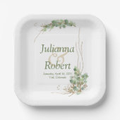 Eucalyptus en bord van goudtrouwpapier (Voorkant)