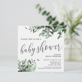 Eucalyptus en Botanische Waterverf Baby shower Kaart (Staand voorkant)