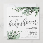 Eucalyptus en Botanische Waterverf Baby shower Kaart (Voorkant)