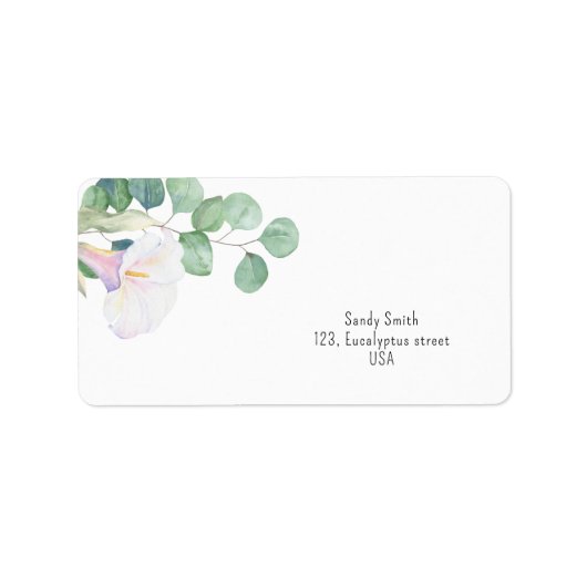 Eucalyptus en calla bloem - bruidsdouche etiket (Voorkant)