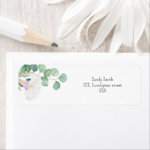 Eucalyptus en calla bloem - bruidsdouche  etiket