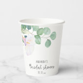 Eucalyptus en calla bloem - bruidsdouche papieren bekers (Achterkant)