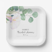 Eucalyptus en calla bloem - bruidsdouche papieren bordje (Voorkant)