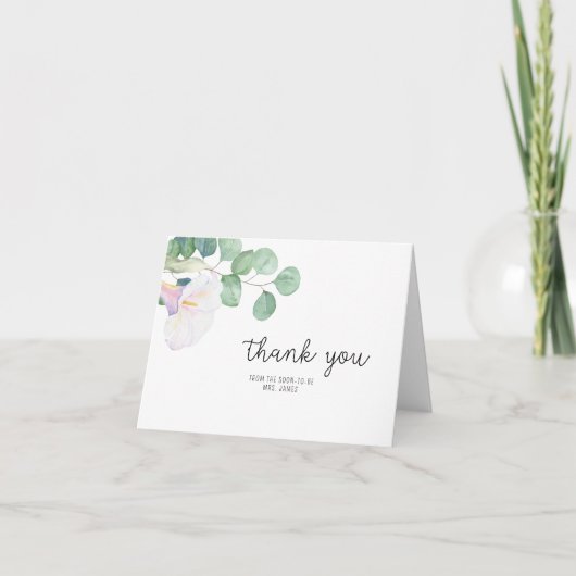 Eucalyptus en calla - Trouwfeest bedankt (Voorkant)