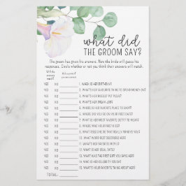 Eucalyptus en calla - Wat zei de bruidegom spel