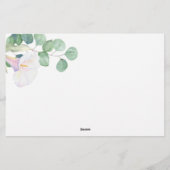 Eucalyptus en calla - Wie ben ik bruidsfeest spel Briefpapier (Achterkant)