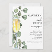 Eucalyptus en Champagne Engagement Party Invitati Kaart (Voorkant)