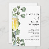 Eucalyptus en Champagne Engagement Party Invitati Kaart (Voorkant / Achterkant)
