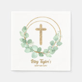 Eucalyptus en Cross Baptisme Servet (Voorkant)