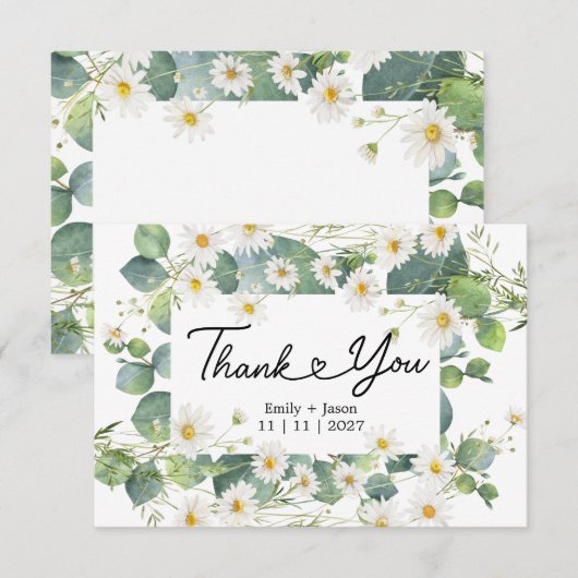 Eucalyptus en daisy botanische bedankkaart (Voorkant / Achterkant)