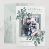 Eucalyptus en dennenfoto feestdagenkaart (Voorkant / Achterkant)