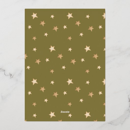 Eucalyptus en felle kerstmis met gouden sterren fo folie feestdagenkaart (Achterkant)