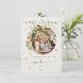 Eucalyptus en felle kerstmis met gouden sterren fo kaart (Staand voorkant)