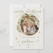 Eucalyptus en felle kerstmis met gouden sterren fo kaart (Voorkant)