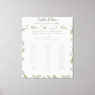Eucalyptus en Fern bruiloft zitschema Canvas Afdruk