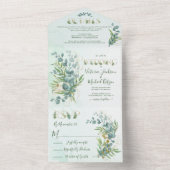 Eucalyptus en Gold Fern Botanical Wedding All In One Uitnodiging (Binnen)