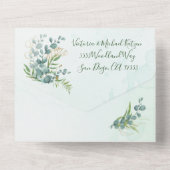 Eucalyptus en Gold Fern Botanical Wedding All In One Uitnodiging (Achterkant)