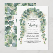 Eucalyptus en Gold Greenery Graduy Party Kaart (Voorkant / Achterkant)