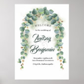 Eucalyptus en Gold Greenery Wedding Welcome Sign Poster (Voorkant)