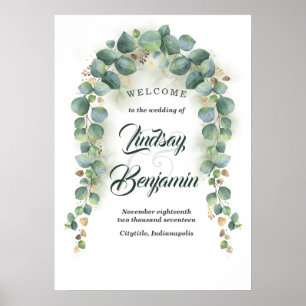 Eucalyptus en Gold Greenery Wedding Welcome Sign Poster