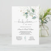 Eucalyptus en Goud Baby shower per Mail Kaart (Staand voorkant)