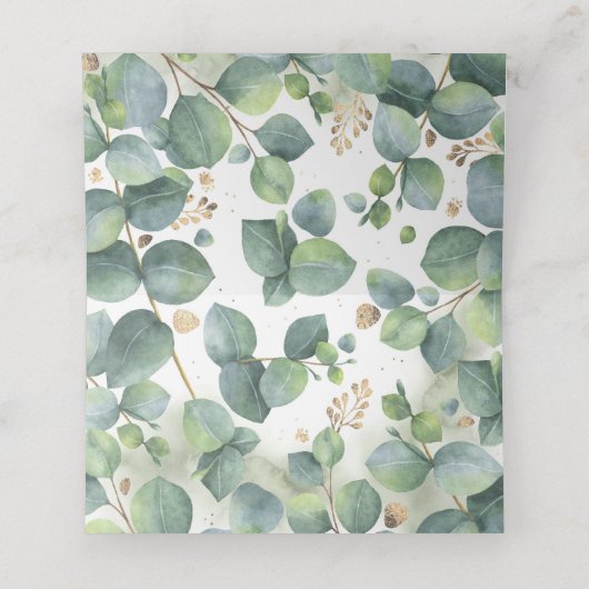 Eucalyptus en goud laat groen elegant plaatskaartje (Binnenkant ongevouwen)