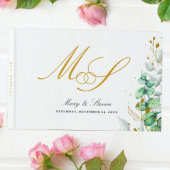 Eucalyptus en goud Monogram Bruiloft Gastenboek