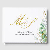 Eucalyptus en goud Monogram Bruiloft Gastenboek (Voorkant)