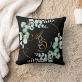 Eucalyptus en goud op een zwarte gepersonaliseerde kussen (Deken)