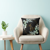 Eucalyptus en goud op een zwarte gepersonaliseerde kussen (Stoel)