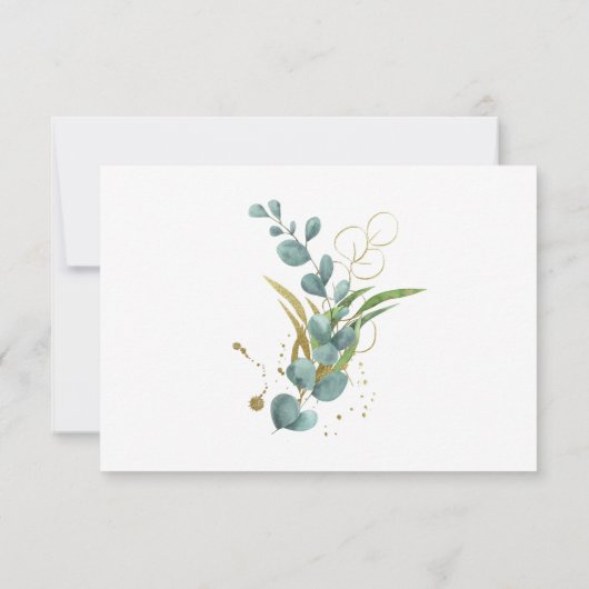 Eucalyptus en gouden bruiloft dank u kaart (Achterkant)