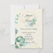Eucalyptus en gouden budget bruiloft kaart (Voorkant)
