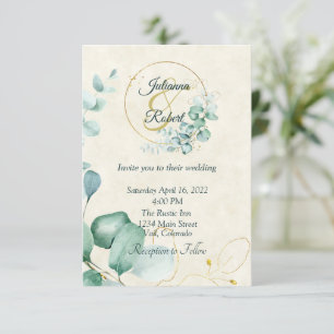 Eucalyptus en gouden budget trouwuitnodiging kaart