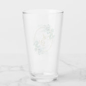 Eucalyptus en gouden gepersonaliseerde bruiloft glas (Achterkant)