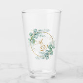 Eucalyptus en gouden gepersonaliseerde bruiloft glas (Voorkant)