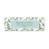 Eucalyptus en gouden glitter bruiloft retour adres etiket (Voorkant)