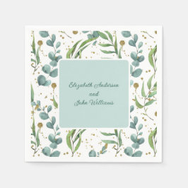 Eucalyptus en gouden paar bruiloft servet