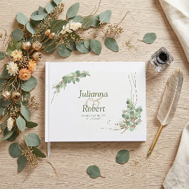 Eucalyptus en gouden trouwgastenboek gastenboek