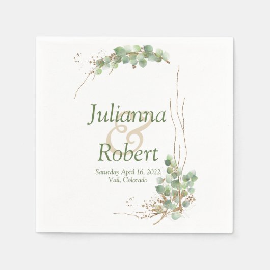 Eucalyptus en goudluiers servet (Voorkant)