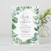 Eucalyptus en Greenery Baby shower Invitation Kaart (Staand voorkant)