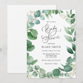 Eucalyptus en Greenery Baby shower Invitation Kaart (Voorkant / Achterkant)