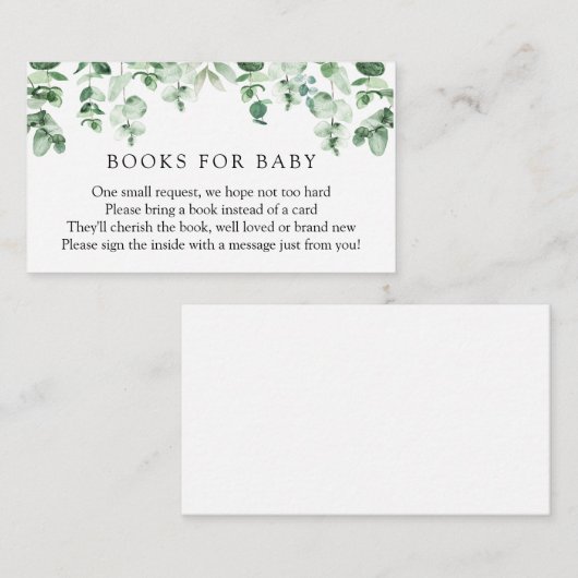 Eucalyptus en Greenery Books voor Baby-invoegkaart Informatiekaartje (Voorkant / Achterkant)